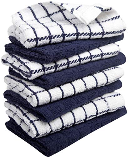 Image of Bumble Dish Cloths (8 Pack) | 12 inch x 12 inch | 100% Cotton Kitchen Towels | 405 GSM | Soft, Highly Absorbent & Durable Dish Towels for Kitchen | Navy