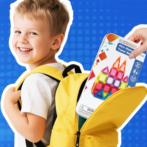 57PCS Magnetic Tiles Mini Travel Kids Set, Educational Learning Sensory Toys,Preschool Classroom Magnetic Blocks Building Kids Toys & Games, for 3-8 Year Boys Girls Birthday Gift