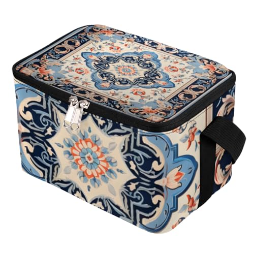 GzLeyigou Lunch Bags for Women Men 9 Cans,Mandala Ethnic Hot & Cold Food Delivery Bag Insulated Grocery Bag Insulated Lunch Box Abstract Flower Cooler Bag for Office Work Picnic Beach