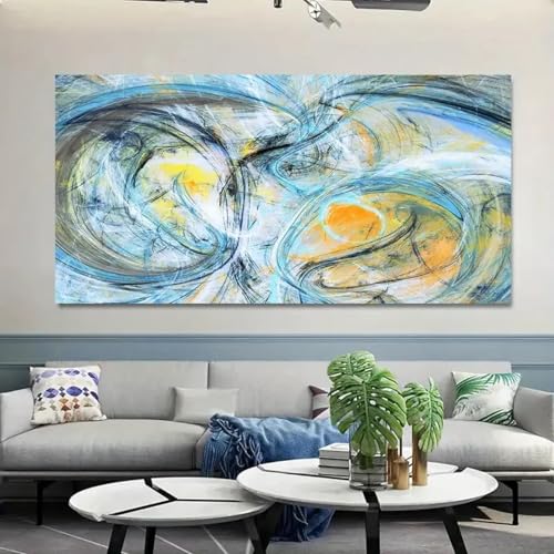 Impression sur toile abstraite salon moderne grand format 80x160 cm chic - 2