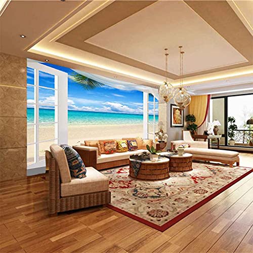 HWCUHL 3D Carta da Parati Finestra Spiaggia Vista