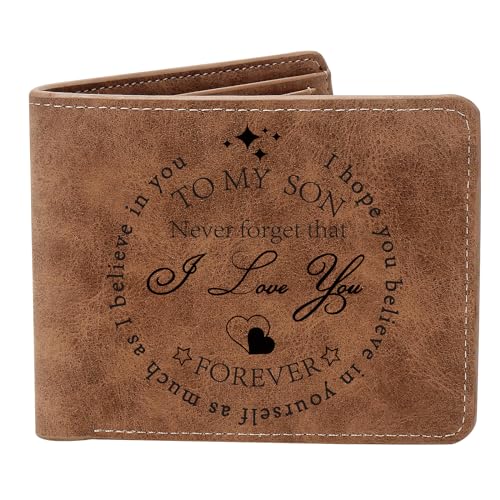 Leather Wallet for Men Engraved Personalized - Birthday & for Son Inspirational Gift