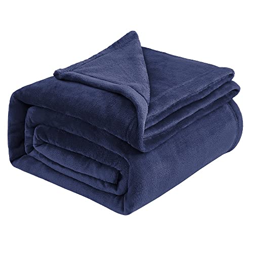 IR Imperial Rooms Fleece Blanket Throws for Sofas – Soft Fluffy 400 GSM Silk Touch Warm Blankets for Bed and Couch Bed Throw for Bedroom, Travel (Navy Blue, Throw/Single (130X150CM))