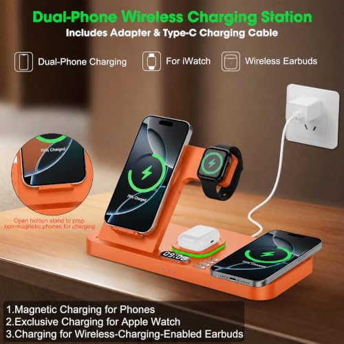 Image of Dual Phone Foldable Wireless Charging Station for Apple, Couple&Family Use