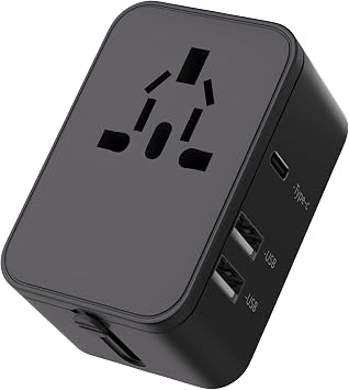 Global Travel Adapter & 3-in-1 Converter Plug Bundle - Complete Worldwide Power Solution-Black