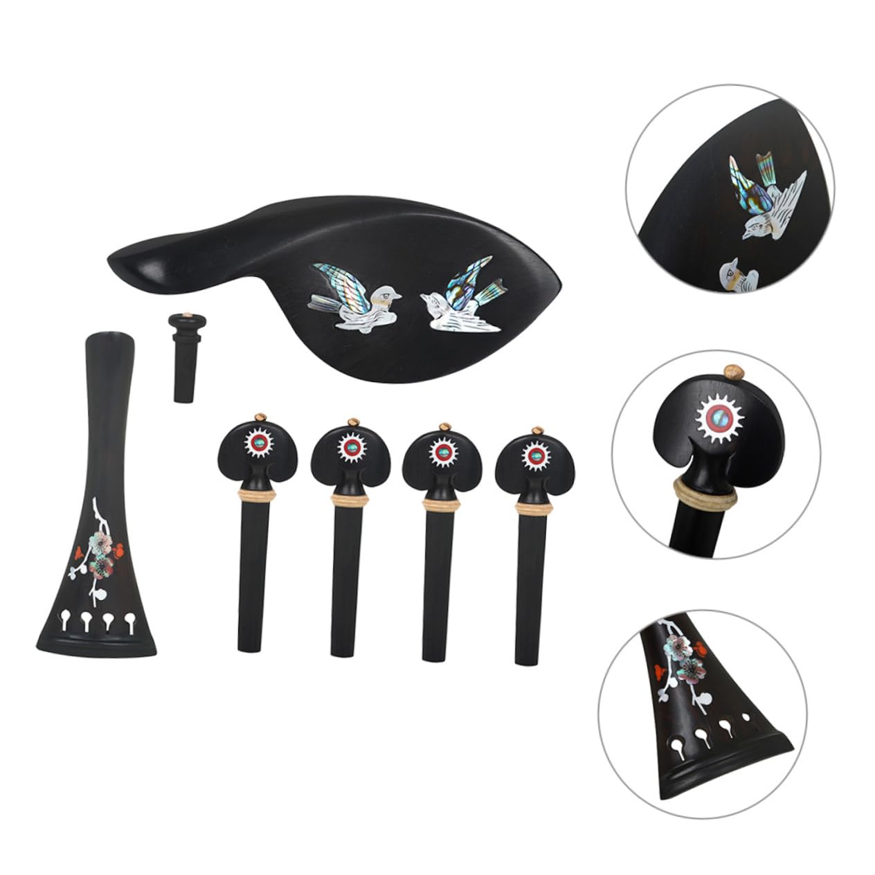 ibasenice 1ensemble Kit De Réparation Pour Violon Avec Accessoire De Repose-menton Chevilles Accordage Et Queue Design Sculpté Fait Main Pour Meilleure Qualité Sonore