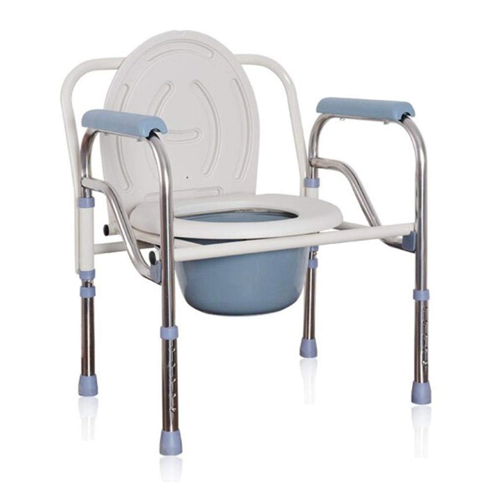 BHGFYXBS Bedside Commode Chair Elderly Toilet Chair Mobile Toilet Stool Adult Toilet Household Folding Bath Toilet Stainless Steel Elderly Toilet Chair,