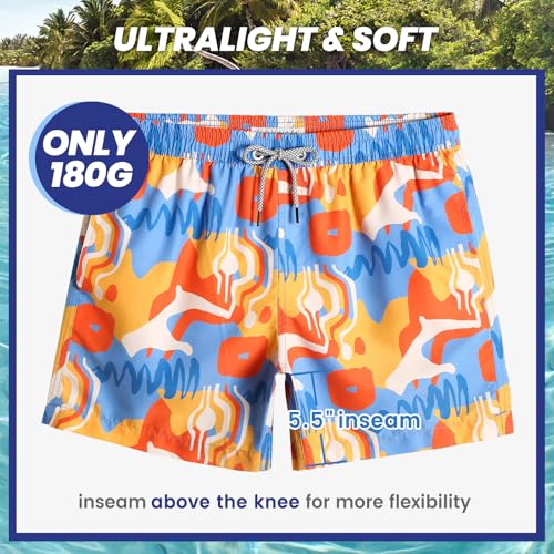 Image of maamgic Mens Swim Trunks 5 Inch with Mesh Liner Breathable for Beach