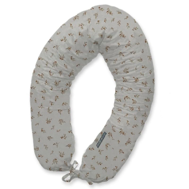 MIMUSELINA Cojin Lactancia Bebe - Almohada Embarazada Dormir, Cojín para Dar el Pecho o Dormir Durante Embarazo - Desenfundable, Relleno de Fibra (Ecru)