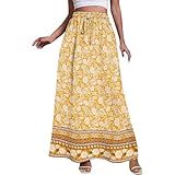 Generisch Modischer Sommer-Halbrock mit floralem Design für Reisen Freizeitaktivitäten als vielseitiges bequemes Damenkleidungsstück (Yellow, S)