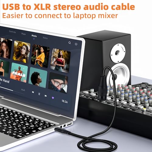 Câble convertisseur audio XLR vers USB C mâle stéréo pour table de mixage - 3