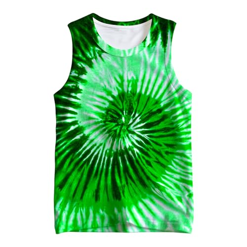 Image of Kids Cute Animal Tie Dye Tank Tops Shirt for 5-14 Years Crew Neck Sleeveless Undershirt