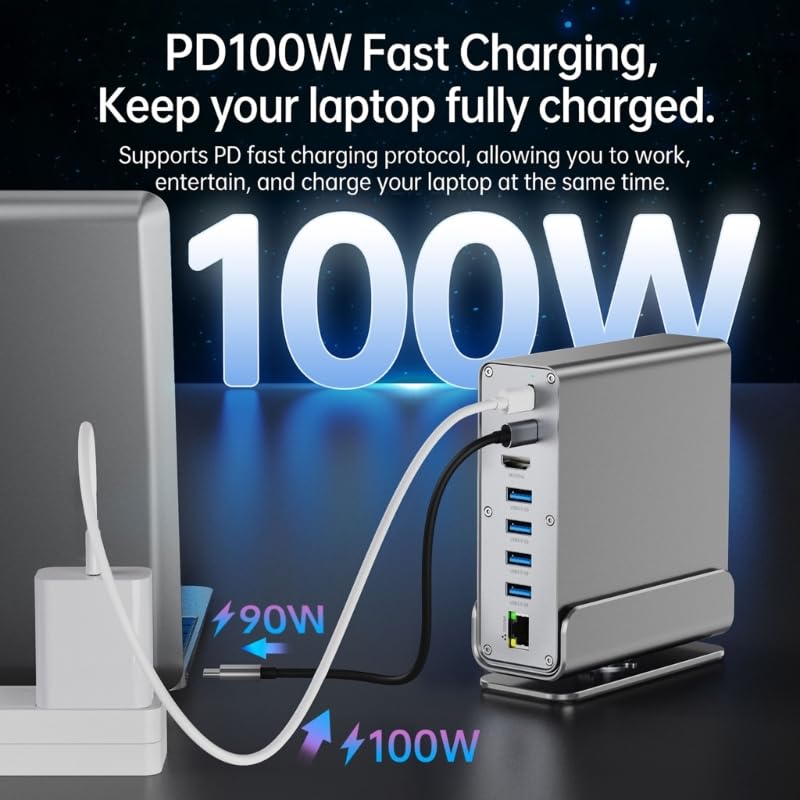 Il portatile 15 in 1 hub di USB C per la casa dell'ufficio include HDTV e porta Ethernet