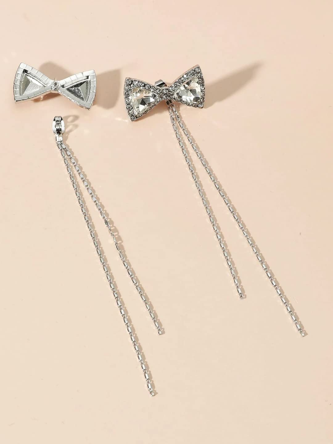 Crystal Bow Long Chain Danglers for Women