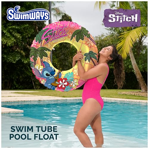 Image of SwimWays Disney Stitch Swim Tube Pool Float for Ages 14+