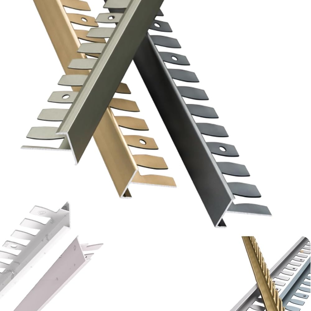Tira de transición de suelo flexible de 53 pulgadas, 2 piezas de madera a azulejos, cobertura de huecos para el hogar y la oficina, acabado champán, solución de transición de 12 mm