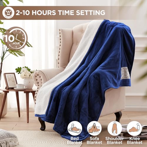 Westinghouse WH-HSF50-TEAL Electric Blanket Heated Throw | 6 Heating Levels & 4 Hours Auto Off | Flannel To Sherpa Reversible 50X60 thumb #1