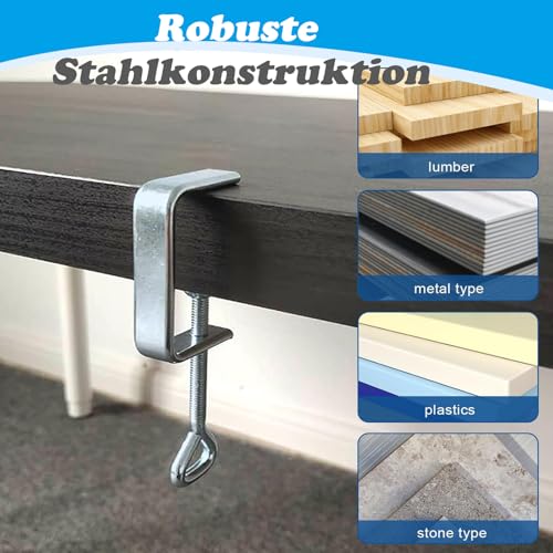 C Zwingen Schraubklemme, 2 Stück C Klemme Edelstahl, 2 Stück Heberinge C Klemme, C Zwinge für Holzarbeiten, Justierbare Breite Workbench Clamp, Silber Schraubzwingen Klein, für Holzarbeiten Klemmen