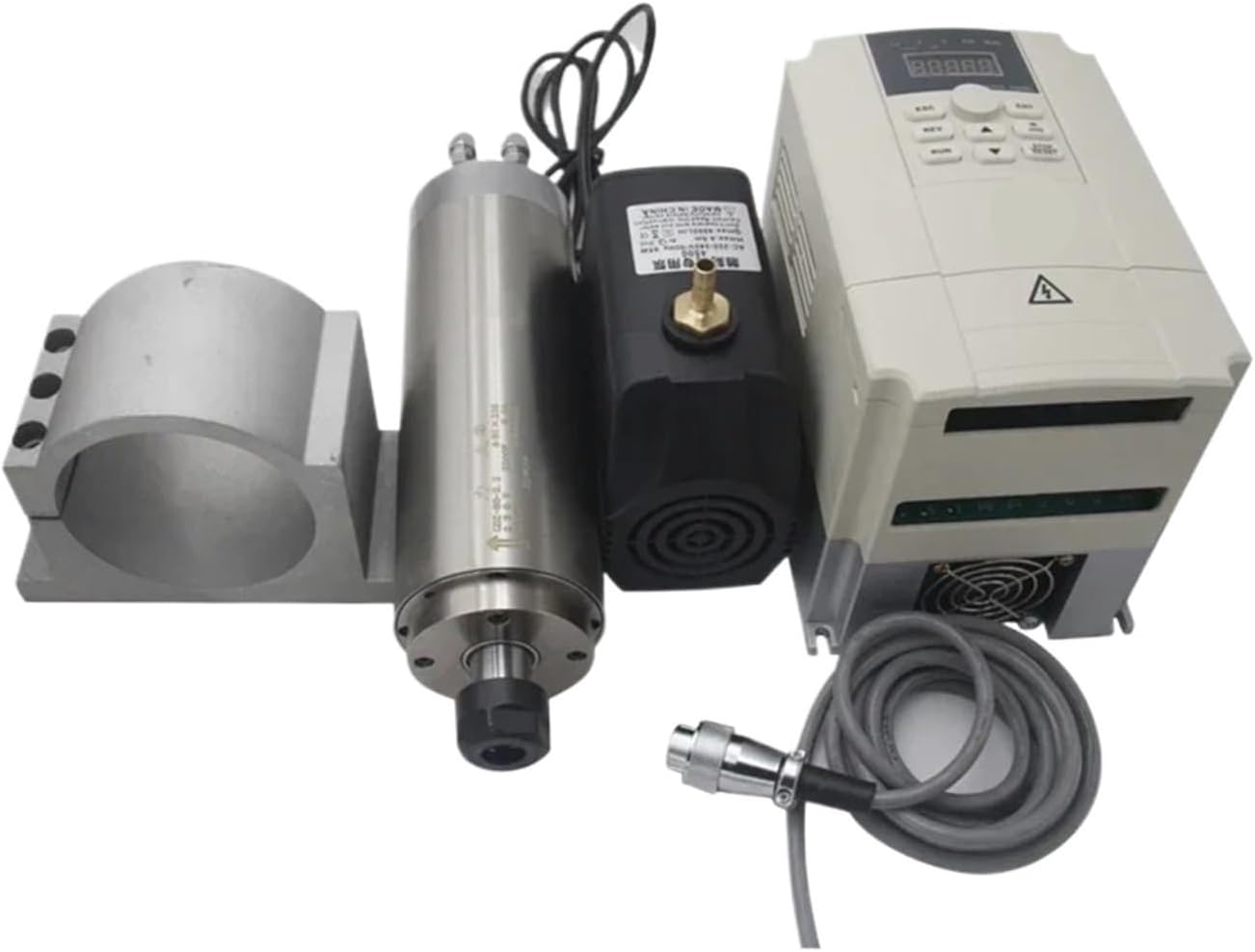 Compatible for CNC Router Spindle Motor Kit ER11 ER16 VFD 1.5KW 2.2KW 4. for DIY Milling Engraving Machine 65/80/100mm Clamp Water Pump(Kit 14)