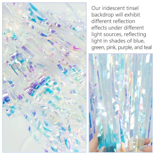 Image of Thicken Iridescent Party Backdrop Fringe Curtains Holographic Streamers