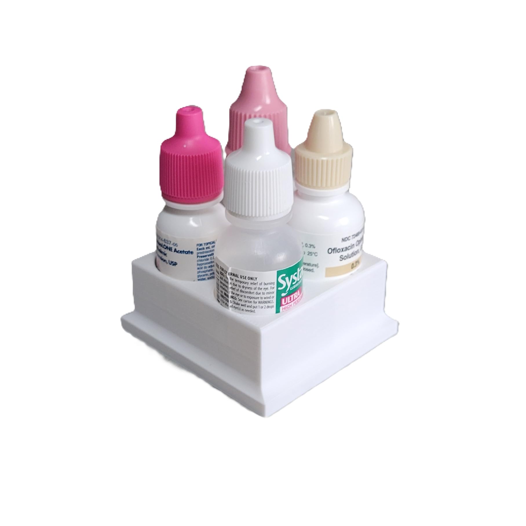 Znet3D Eye Drop Bottles Organizer & Storage – 4-Slot Holder (White)
