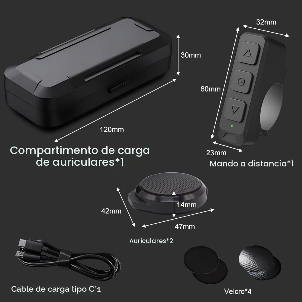 OBEST Auricular Bluetooth Moto, Bluetooth 5.3 Manos Libres Inalámbrico, Casco Moto Auricular único,con Estuche de Carga y Ando a Distancia