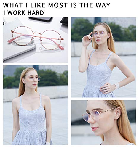 Image of DUCO Small Round Blue Light Glasses For Women Blue Ray Blocking Glasses Computer Screen Glasses Non Prescription Eyeglasses Pink 8215