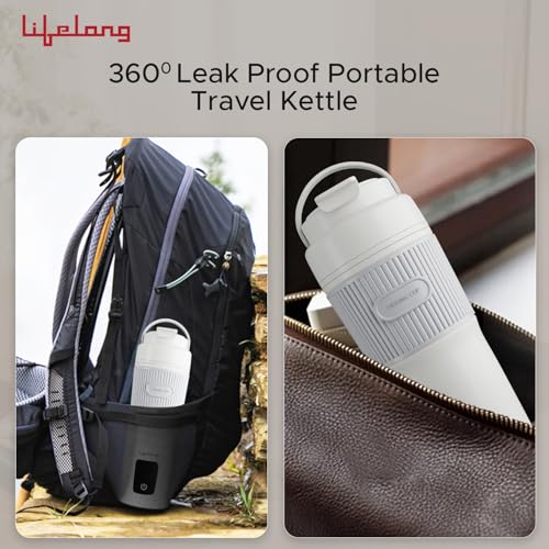 Image of Lifelong 2 in1 Portable Electric Kettle & Bottle for Travel 400ml |Wide Voltage-for Homes(220v) & Indian Trains(110v)| Quick Boil |4 Temp |Digital Touch Ctrl |Cool Touch |Make Tea /Coffee Without Milk