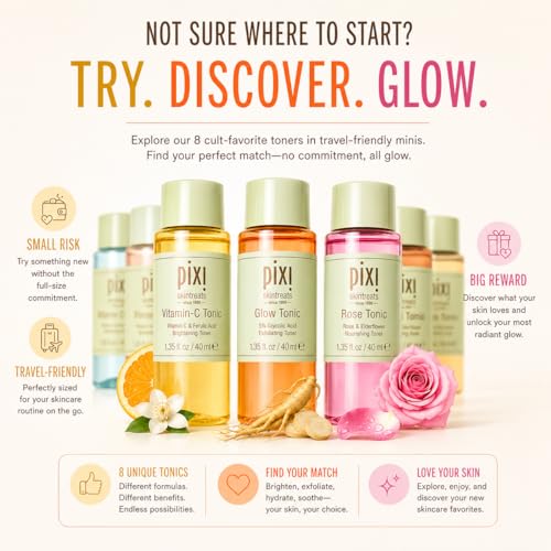 Image of Pixi Beauty Tonic Trio | Trial Gift Set with 3 Pixi Favorite Toners | Hydrating, Gentle Exfoliating and Smoothing | Made in Korea