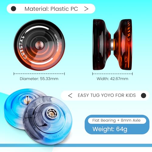 Image of MAGICYOYO K2 Responsive Yoyos for Kids 8-12 (Black Orange+Black Blue) | Dual Function Professional Yoyo Pack with Finger Spin Function, Pro Yo yo with Bearing Kit, 12 Yo-yo Strings+2 Sacks