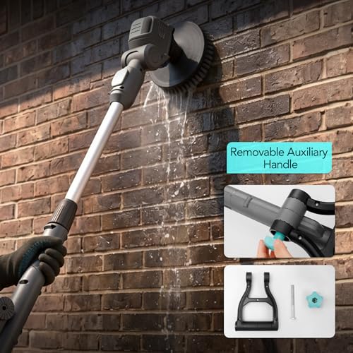 Image of 20V Cordless Electric Spin Scrubber with Replaceable Battery & Long Handle - Includes 8 Replaceable Brush Heads for Bathroom, Tile, Grout, Shower, Bathtub, Kitchen, Car & Outdoor Cleaning