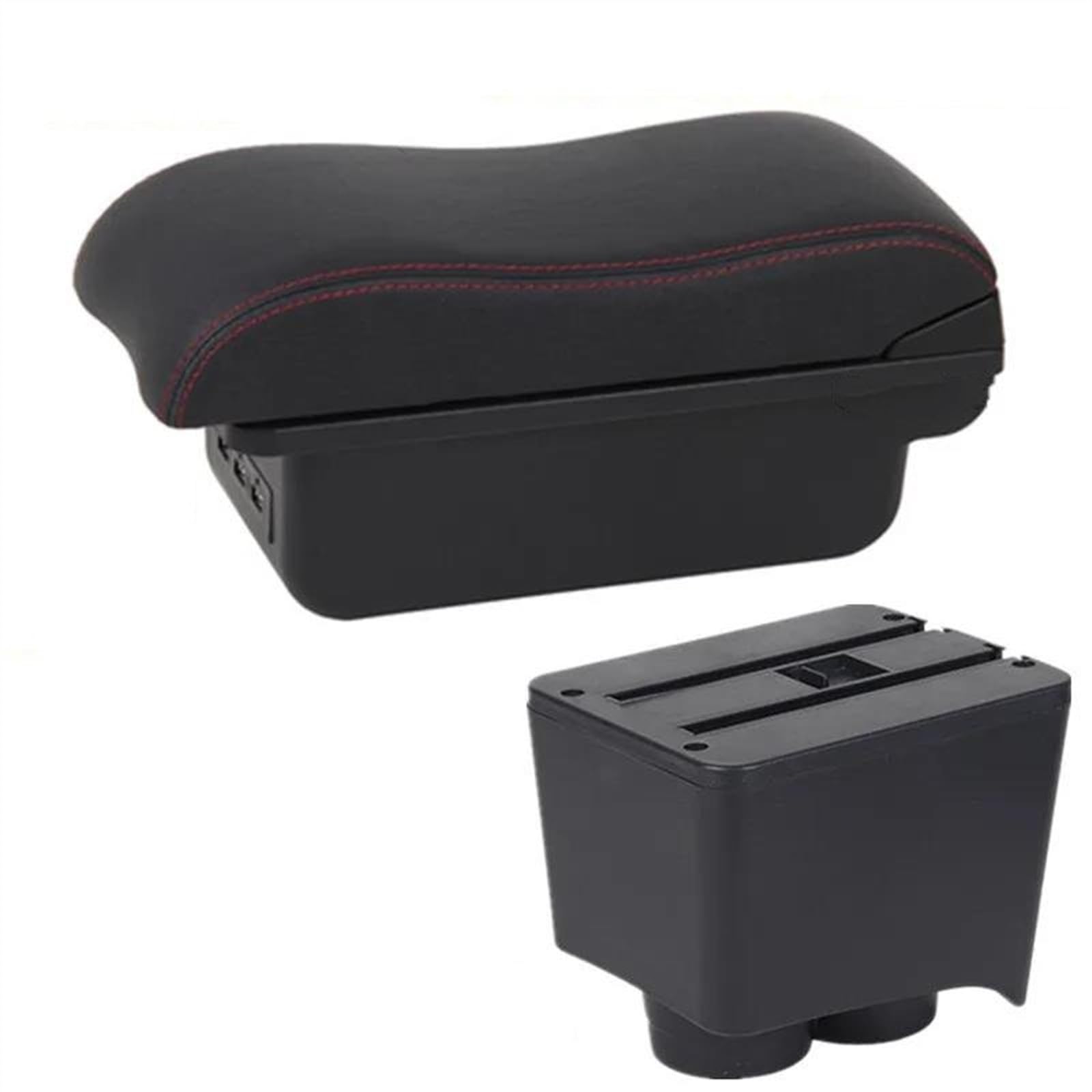 NOHEEU Car Armrest Box 2002-2009 Retrofit Parts Storage Interior Accessories For Polo 9N 3(B1 red line 3USB)