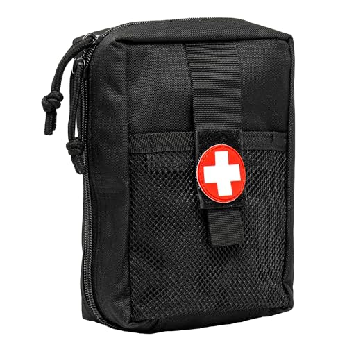 3VGEAR Large MOLLE Medic Pouch - Waterproof with Clamshell Opening, Elastic Loops for Medical Supplies, Velcro Sleeve, Rugged 600D Polyester - Black