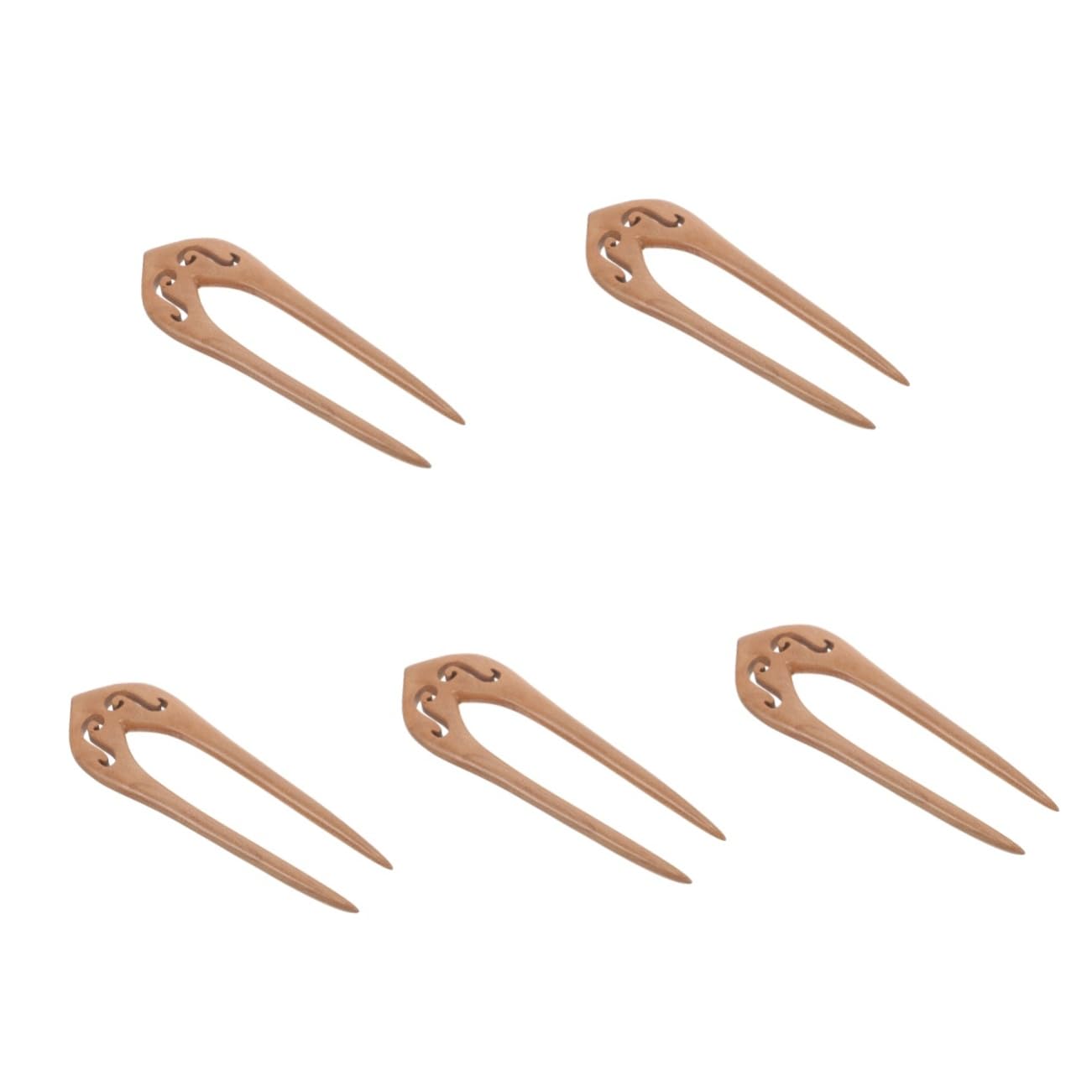 Didiseaon 5 Piezas De Madera De Melocotón Doble Horquilla Horquilla Para El Pelo Horquilla Para El Pelo Horquillas Para El Pelo De Madera Horquillas Para El Pelo Horquillas Para El
