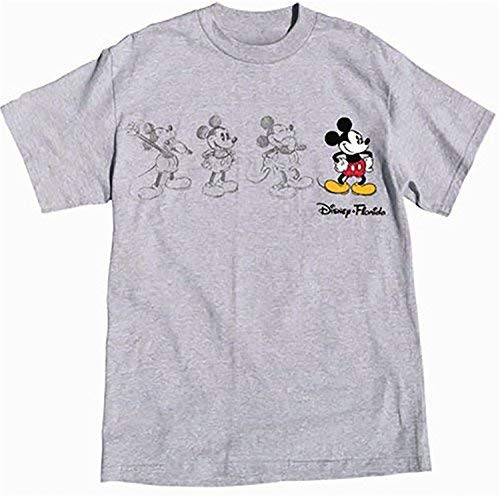 Disney Mickey Mouse Adult Unisex T Shirt 3 Mickey Sketch Embroidered Mickey (Medium, Sports Grey) #TOP1