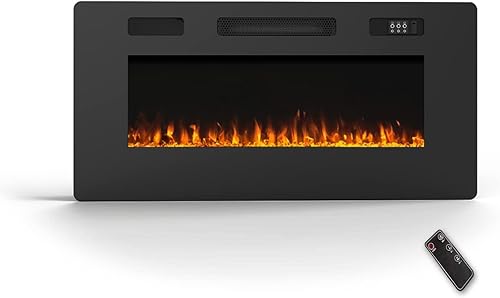 Miniatura 2 de Chimenea eléctrica de 40 pulgadas con soportes de montaje en pared, inserto ultrafino empotrado de 4.72 pulgadas, montaje en pared e instalación en