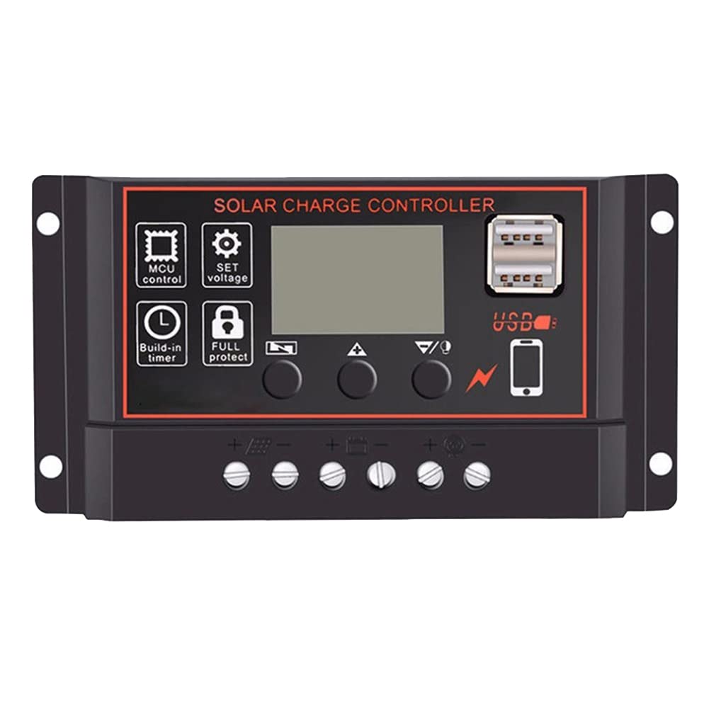 Asyduey 100A Solar Charge Controller Solar Panel Controller 12V 24V LCD Display Solar Panel Battery Regulator with USB Port