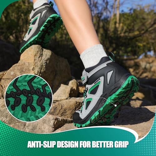 R CORD Kids Hiking Boots Waterproof & Breathable, Durable TPR Traction Outsole, Anti-Skid, Athletic Drawstring Closure, Unisex, Purple, Little Kid, Hiking, Sports4