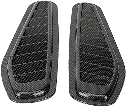 Suuonee Air Flow Intake Cover, 2pcs Carbon Fiber Style Car Decorative Air Flow Intake Scoop Bonnet Vent Hood Cover Universal