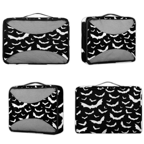 Bats Halloween Goth Packing Cubes 4 Pcs Set, Travel Luggage Packing Organizers Lightweight Space Saving Travel Cubes for Suitcases3