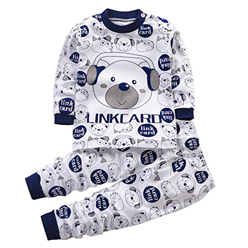 Preisvergleich Produktbild Ketamyy Baby Wädchen Jungen Schlafanzug Set Baumwolle Kuschel Langarm Öffnende Gabelung Schlafhose Frühling Herbst Winter Kleinkind 2 Teiliger Kinder Pyjamas 0-8 Jahr Alt Drucken Kopfhörer Bär 120CM