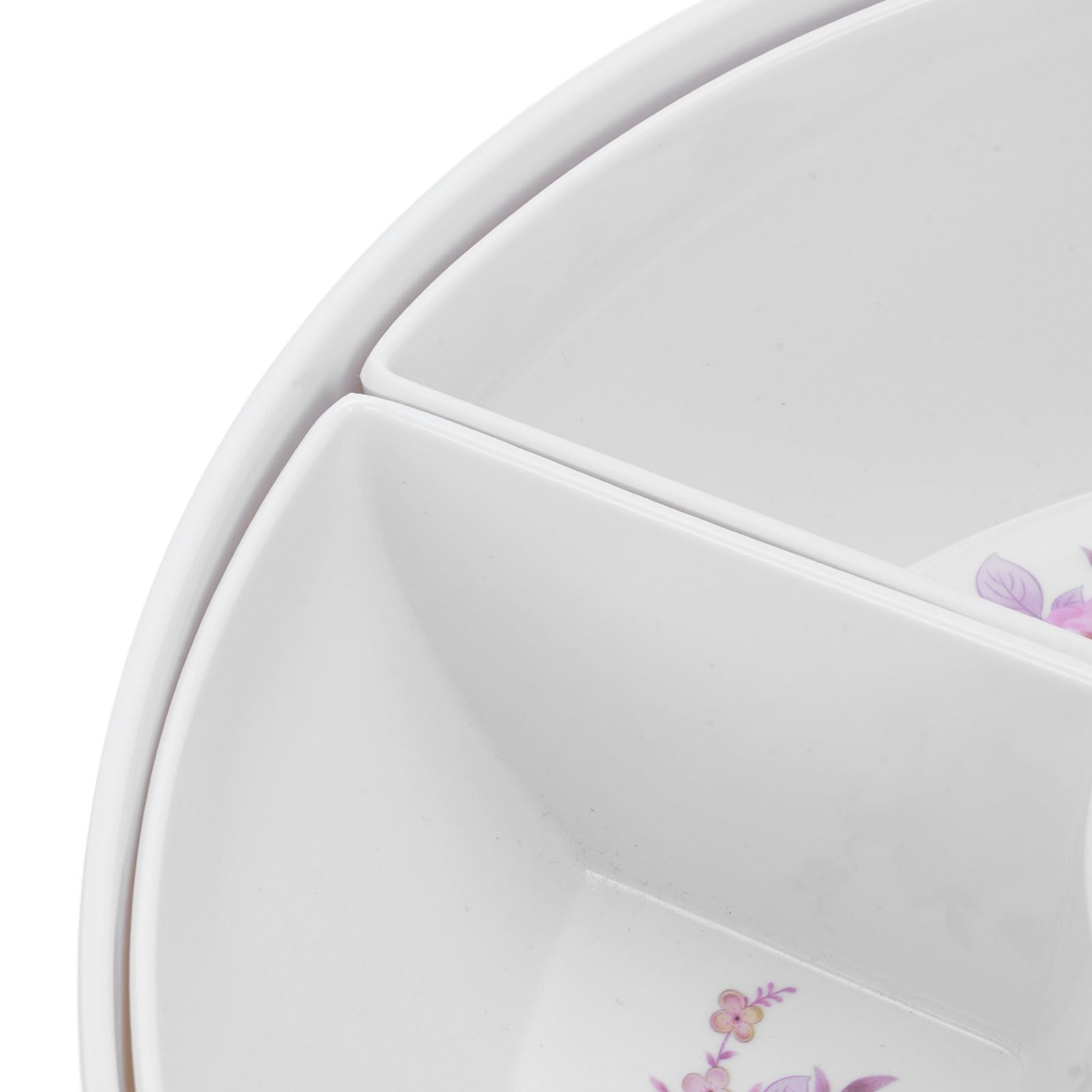 Yctze Plateau de Service Rond divisé avec Couvercle – 6 Compartiments pour Collations, Apéritifs, Bonbons, Noix et Fruits Secs – Rangement et Divertissement à Domicile