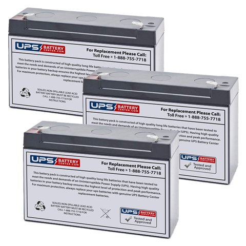 (3) 6V 12Ah F2 - Replacement Battery Set Compatible with The Tripp Lite OMNISMART 1050