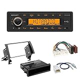 Continental TR7412UB-OR Autoradio mit Bluetooth RDS USB MP3 ohne CD-Laufwerk + 2-DIN Radioblende mit Fach + ISO Adapter • Antennenadapter für Toyota Camry 11/2001-2006 - nur Modelle ohne OEM-Navi
