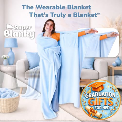 Image of Super Blanky Wearable Blankets for Women & Men, Graduation Day Gift for Her, Cozy Gifts for Women, Wife Birthday Gifts Ideas