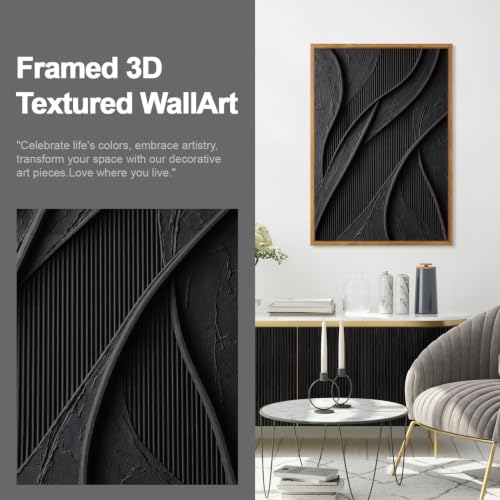Image of CHDITB 3D Small Black White Geometric Wall Art, Impasto Relief Wall Decor