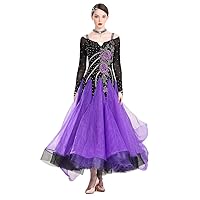 PONNYC Tanzkleider Damen Trägerlos - Walzer Tango Kleid Mit Strass