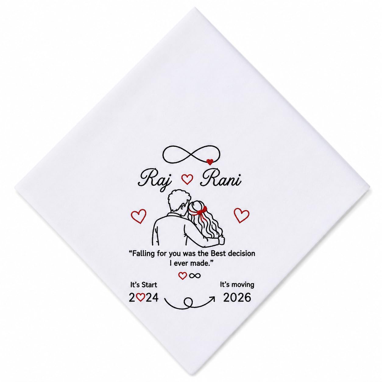 Personalized Embroidered Cotton Handkerchief Romantic Couple-image-41