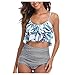 Produktbild Luotuo Frauen Swimsuit Neckholder V-Ausschnitt Sling Einteiliger Badeanzug mit Gepolstert Push Up Mesh Patchwork Beachwear Sommer Mode Bikini Print Strandkleidung