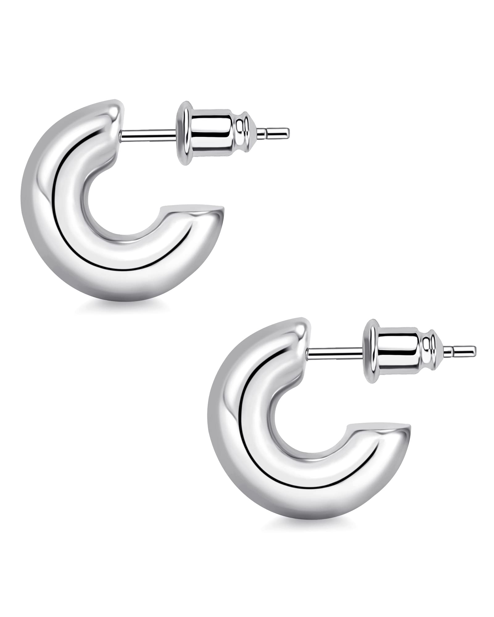 wowshow Gold Hoop Earrings, 14K Gold Plated Chunky Small Hoop Earrings for Women Lightweight Jewelry Gifts 14/20/30/35/45MM